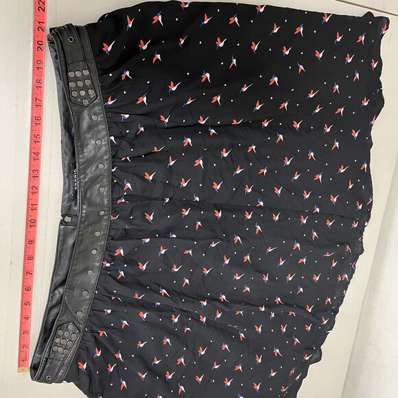 Torrid Plus 22 Skater Skirt Black Bird Print Studded Belt Y2K Goth Punk Alt - Picture 9 of 12